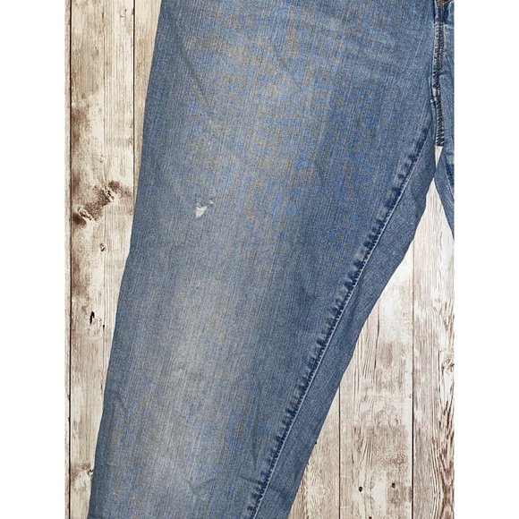 Ann Taylor Loft Distressed Relaxed Skinny Rhinestone Blue Jeans Size 29 or 8 - Picture 5 of 10